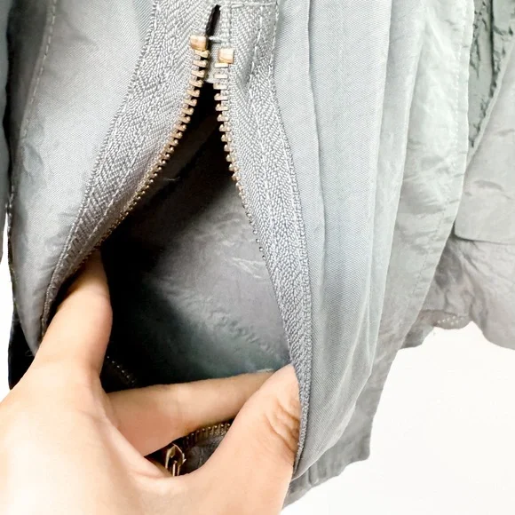 Ciao Milano Tess Water‎ Resistant Anorak Rain Jacket w/ Optional Hood Gray Blue